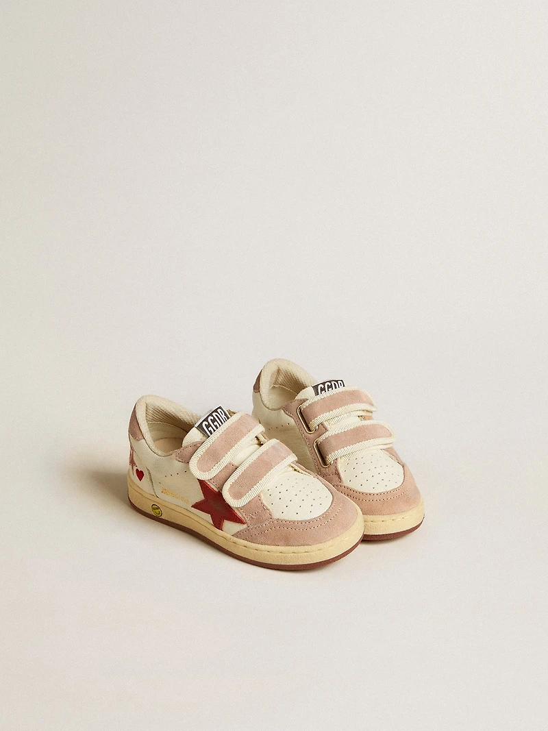 Ball star Teen nappa and suede with red embroidered heart