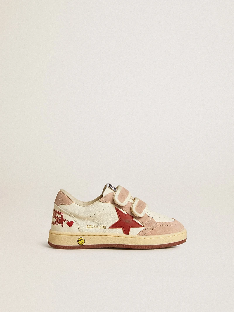 Ball star Teen nappa and suede with red embroidered heart