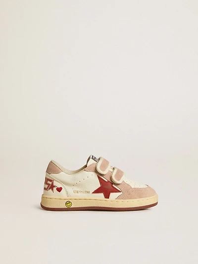 Ball star Teen nappa and suede with red embroidered heart