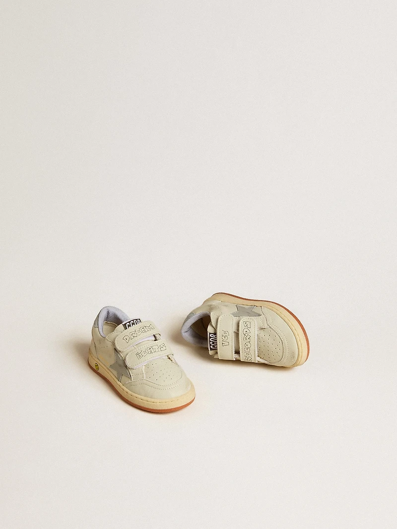 Ball star Teen white leather with powder blue and heel tab
