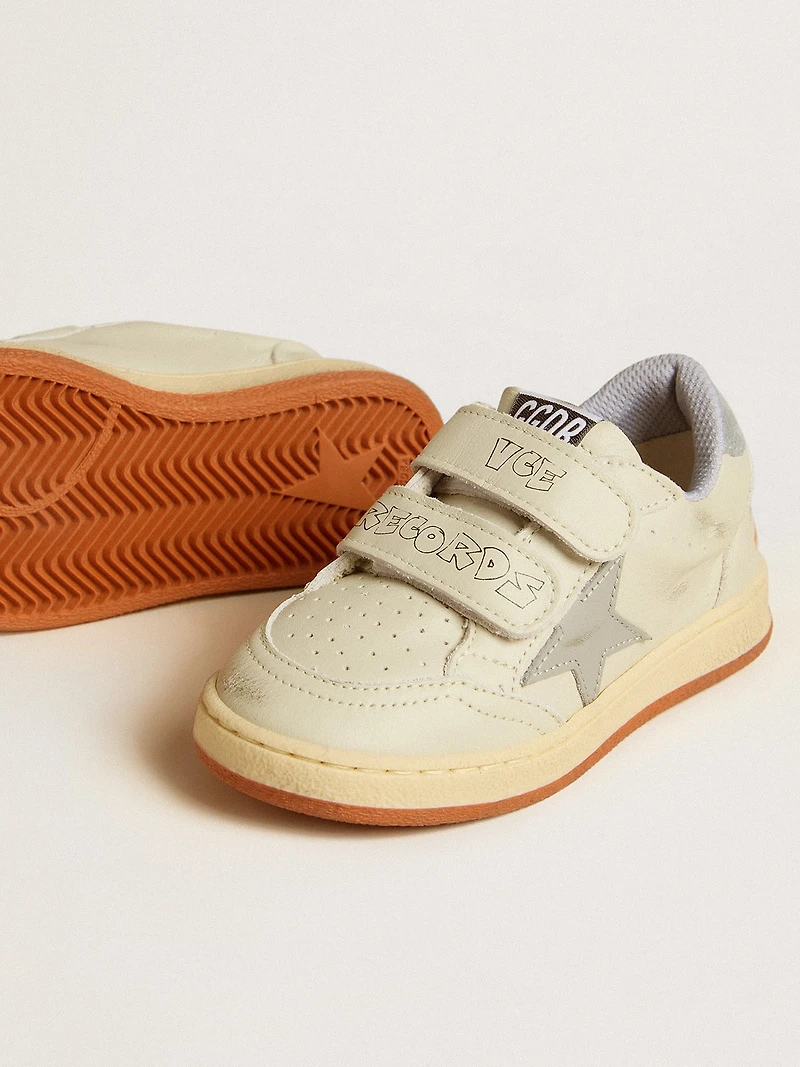 Ball star Teen white leather with powder blue and heel tab