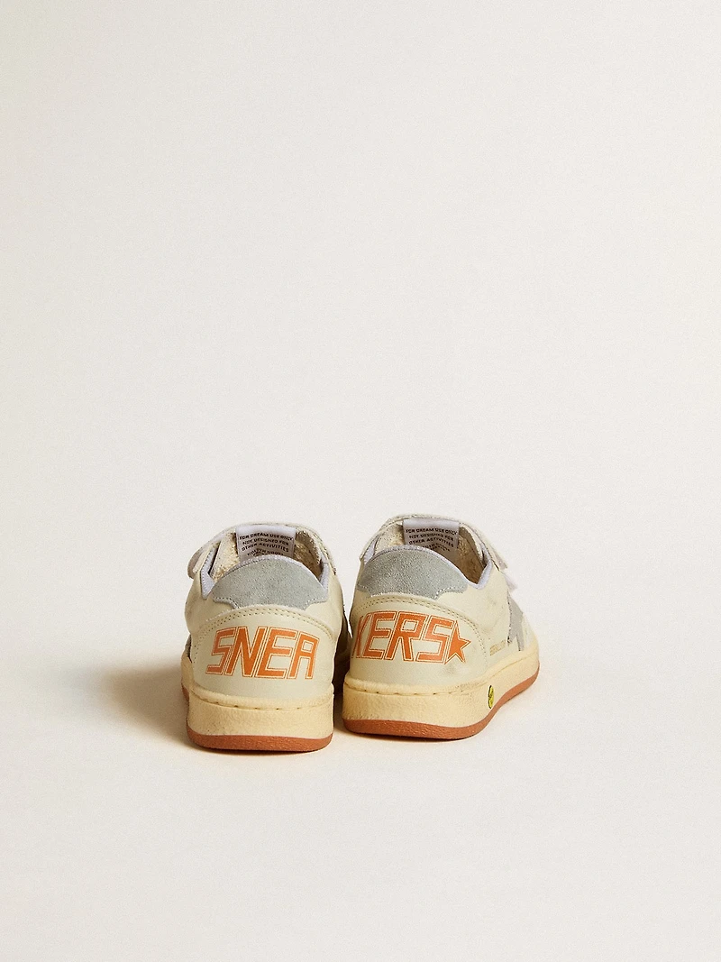 Ball star Teen white leather with powder blue and heel tab