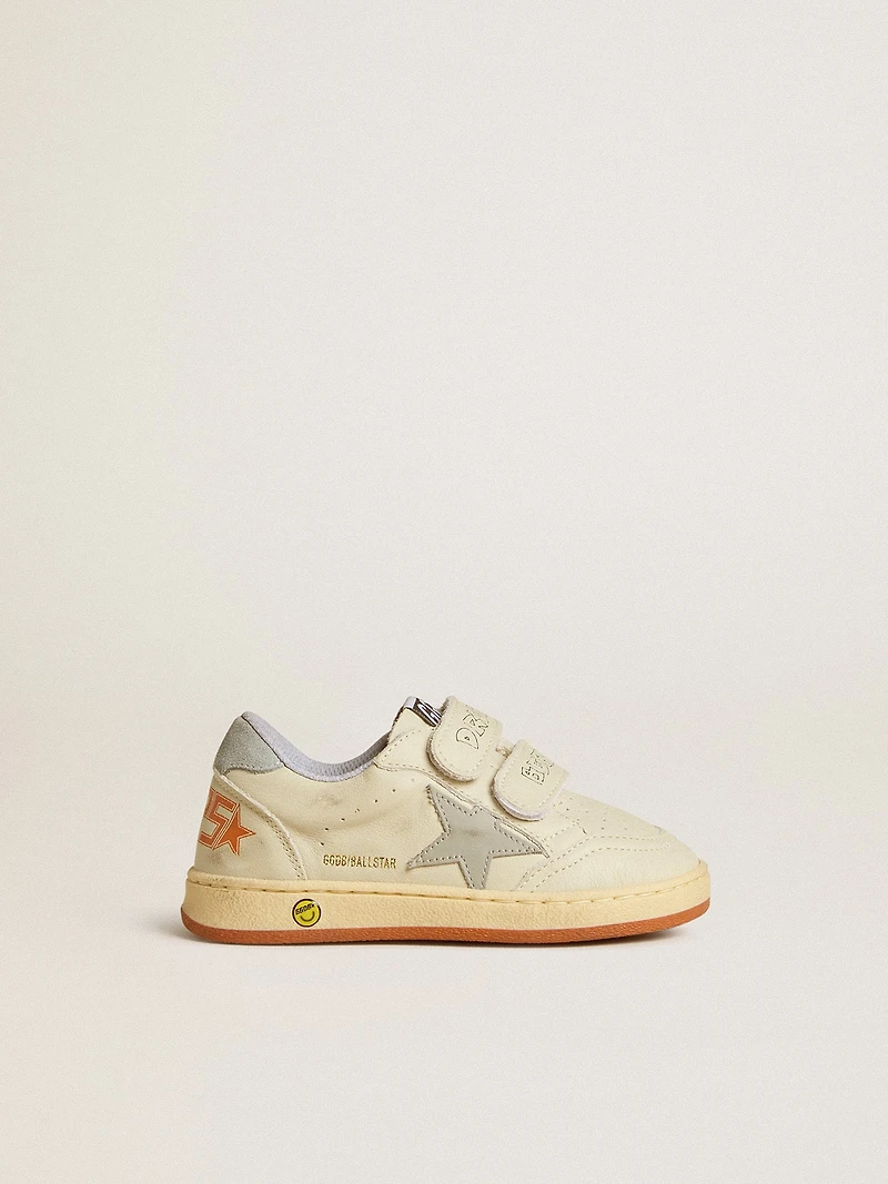 Ball star Teen white leather with powder blue and heel tab
