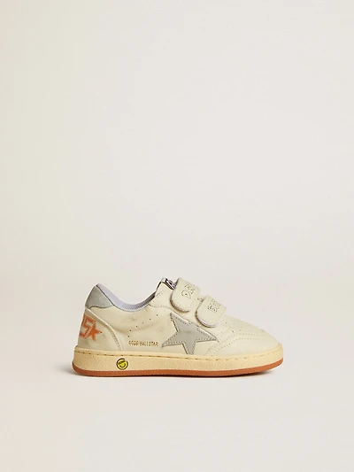 Ball star Teen white leather with powder blue and heel tab