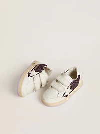 Teen Ball star purple glitter with white leather and heel tab