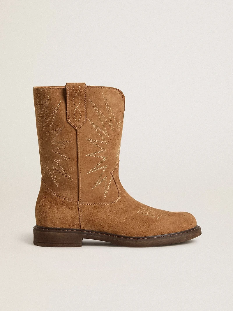 Wish Teen boots camel suede with star embroidery