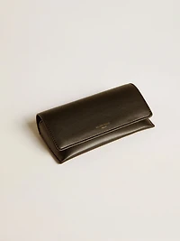 Rectangular style sunglasses with black frame and lenses
