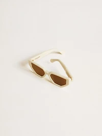 Rectangular-style sunglasses with beige frame