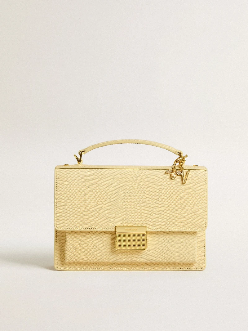 Bee-shaped charm in gold-colored brass with crystals