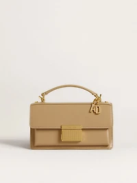 Letter A charm in gold-colored brass with crystals