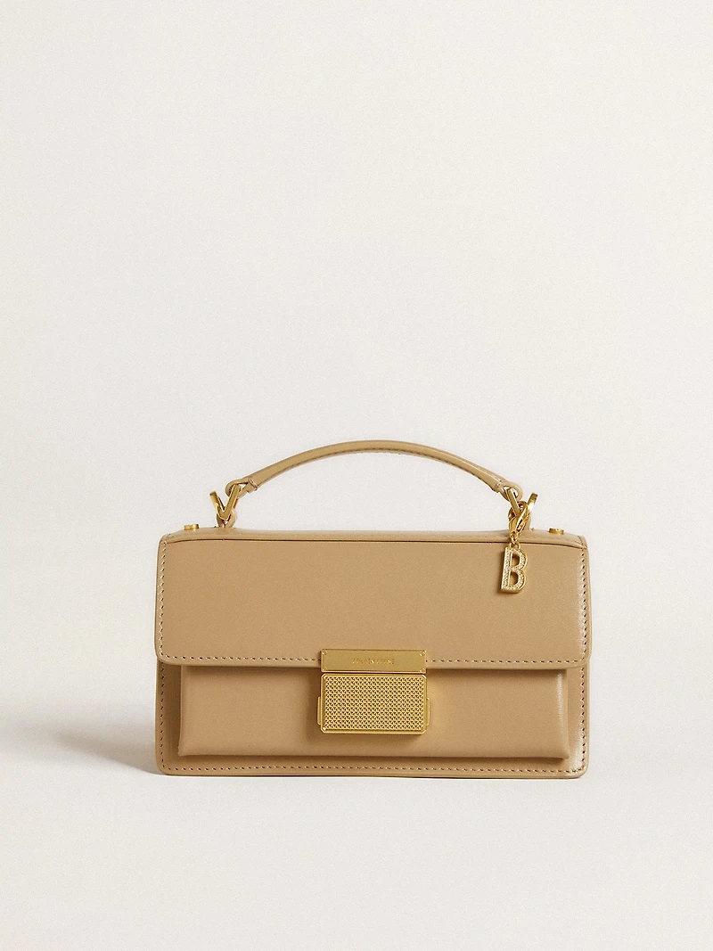 Letter B charm in gold-colored brass with crystals