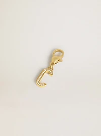 Letter C charm in gold-colored brass with crystals
