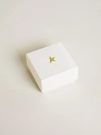 Letter E charm in gold-colored brass with crystals