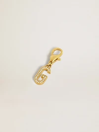 Letter charm in gold-colored brass with crystals