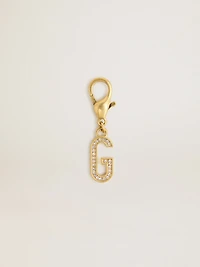 Letter charm in gold-colored brass with crystals