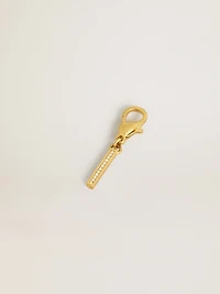 Letter I charm in gold-colored brass with crystals