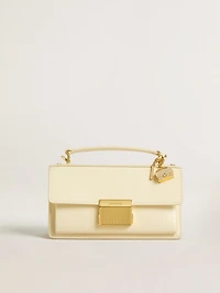 Letter I charm in gold-colored brass with crystals