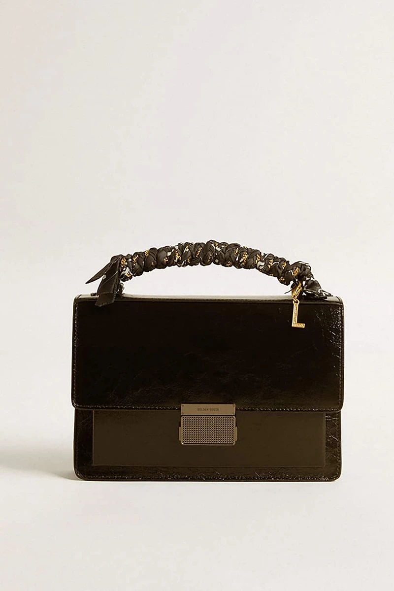 Letter charm in gold-colored brass with crystals