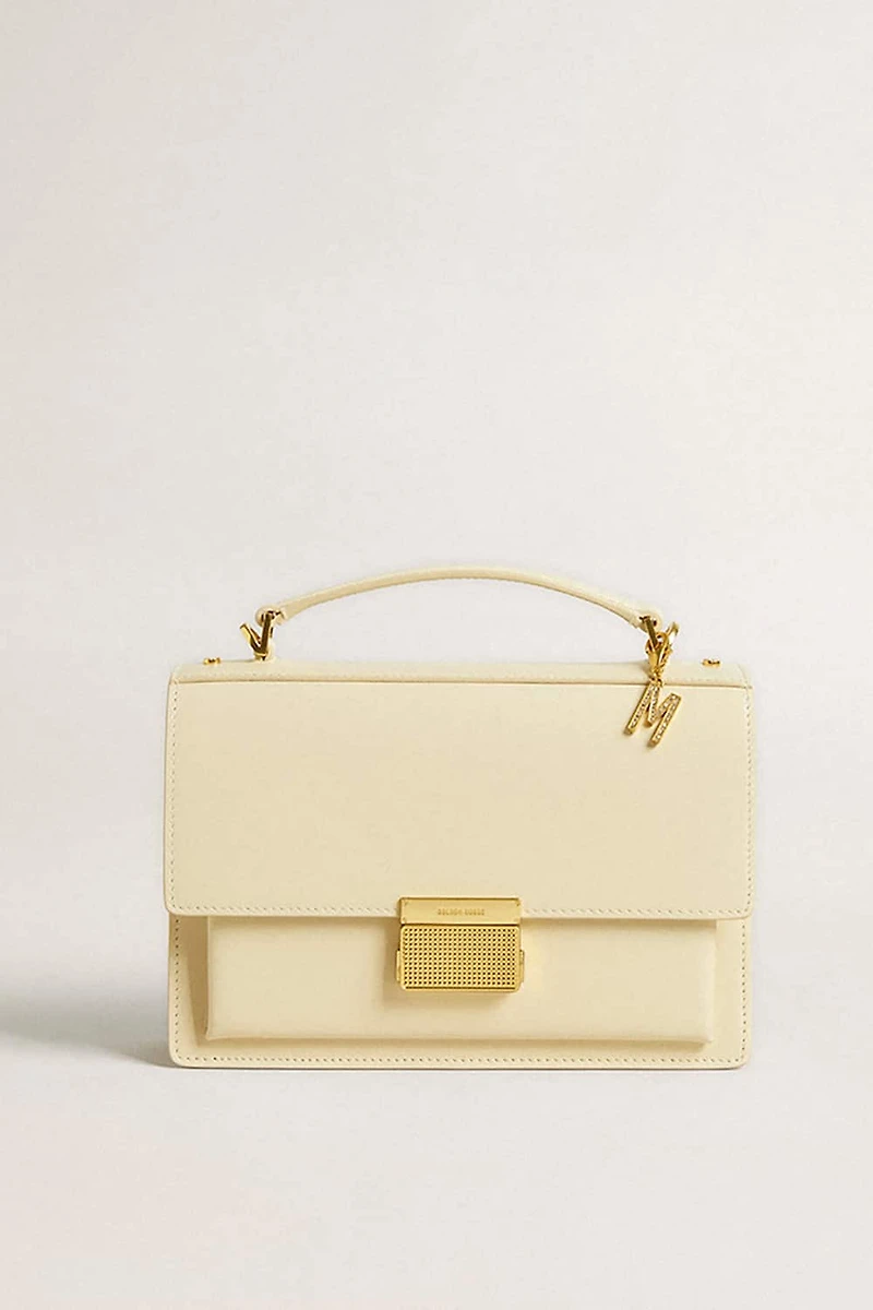 Letter charm in gold-colored brass with crystals