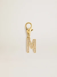 Letter charm in gold-colored brass with crystals