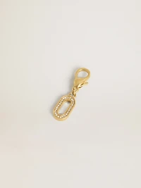 Letter O charm in gold-colored brass with crystals