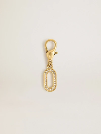 Letter O charm in gold-colored brass with crystals