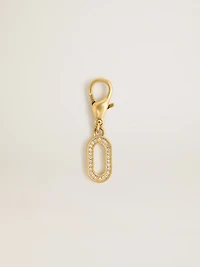 Letter O charm in gold-colored brass with crystals