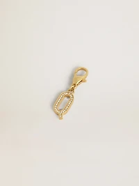 Letter Q charm in gold-colored brass with crystals