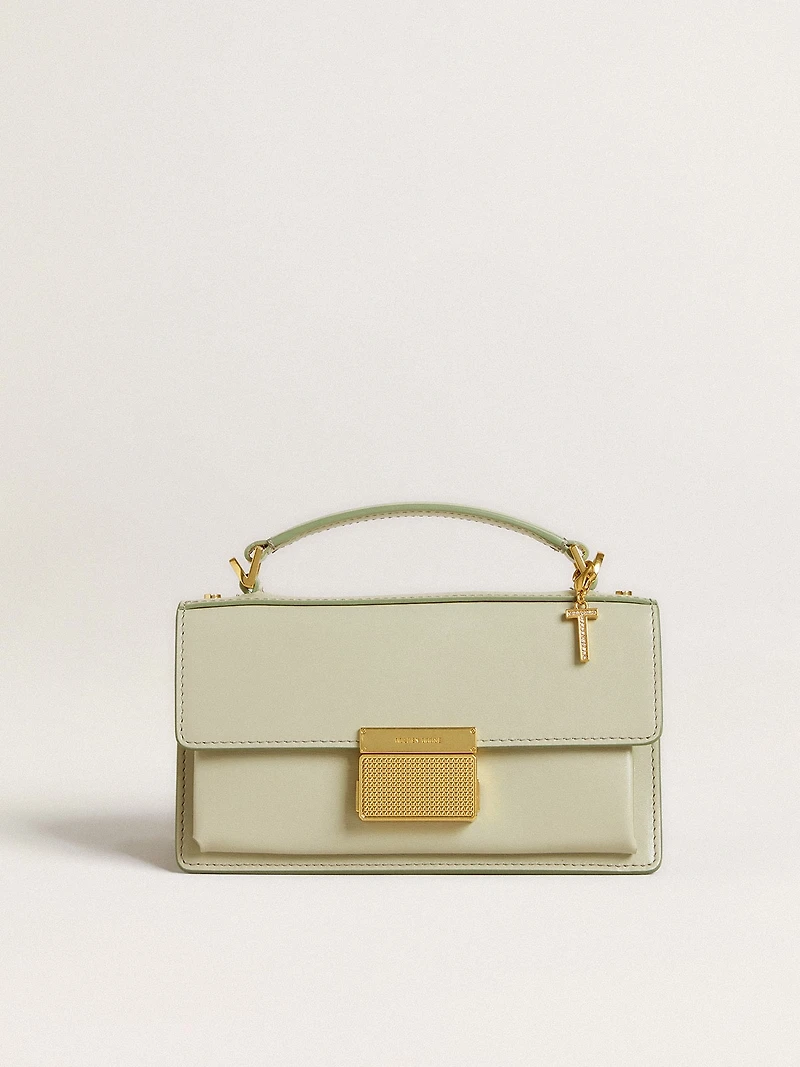 Letter T charm in gold-colored brass with crystals