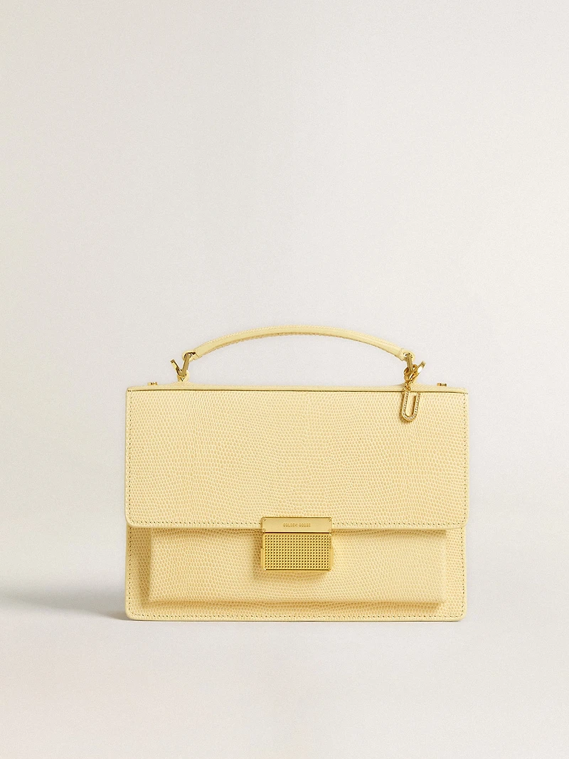 Letter U charm in gold-colored brass with crystals