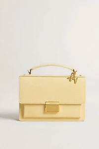 Letter V charm in gold-colored brass with crystals