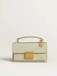 Letter W charm in gold-colored brass with crystals