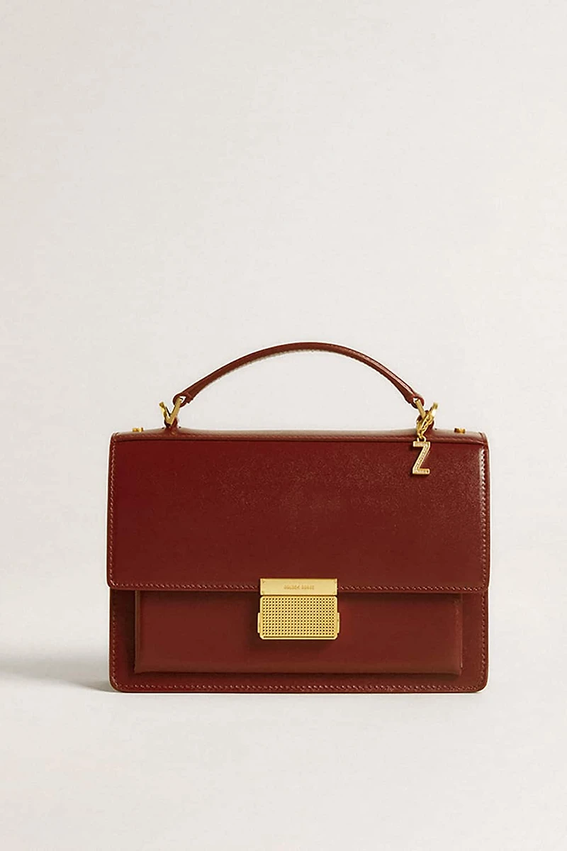 Letter Z charm in gold-colored brass with crystals