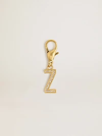 Letter Z charm in gold-colored brass with crystals