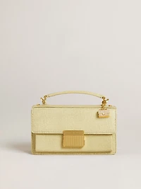 Purse-shaped charm in gold-colored brass with crystals