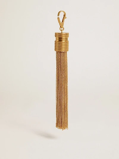 Tassel-shaped charm in antique gold-colored brass