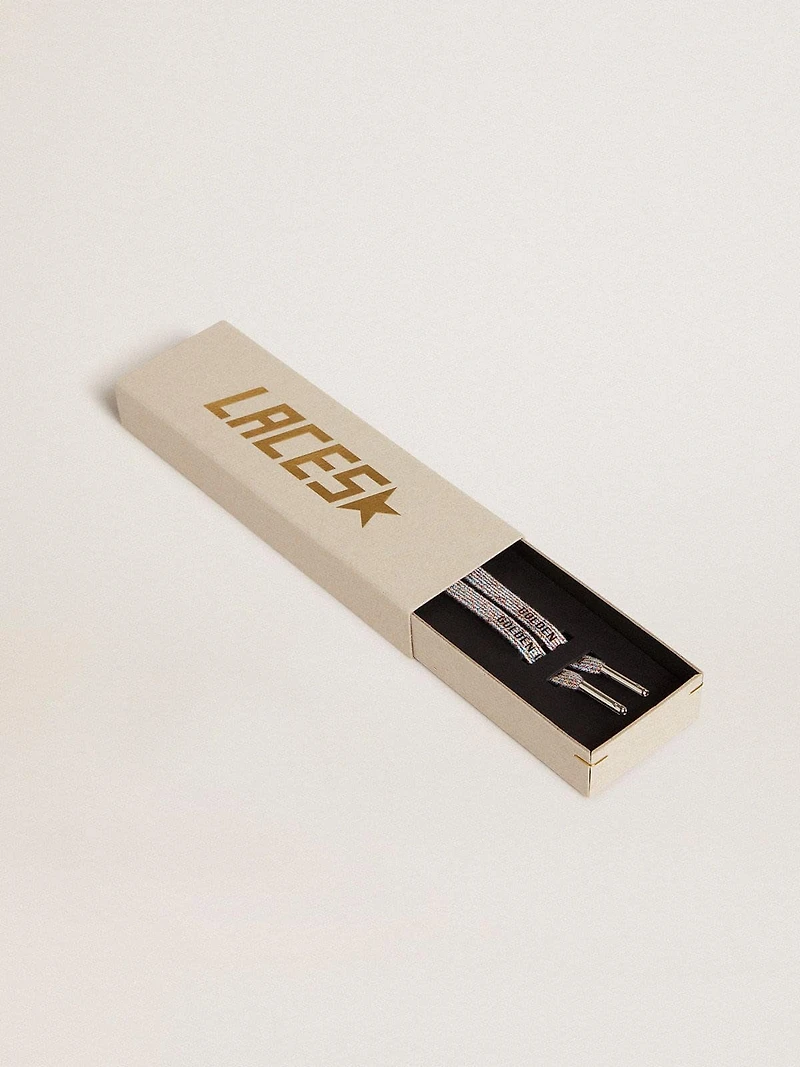 Multicolor Lurex laces with contrasting black logo
