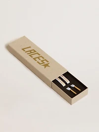 cotton laces with contrasting gold logo