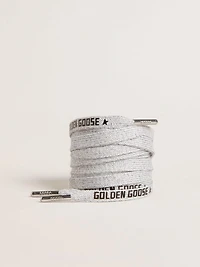 Gray cotton laces with contrasting black logo