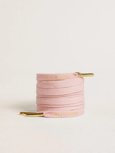Pink cotton laces with contrasting gold logo