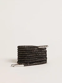 Black laces with silver-colored Swarovski rhinestones