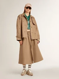 Worn-white socks with distressed details and brown stripes
