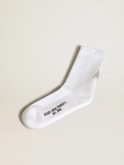 White socks with crystal star on the back