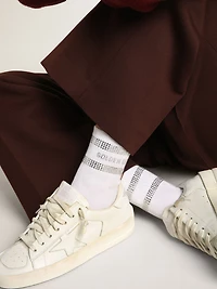 Unisex socks white cotton with decorative crystals
