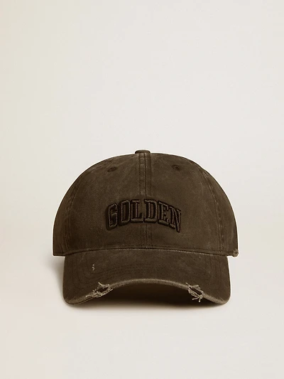 Gray distressed baseball cap with embroidery