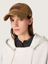 Beige cotton baseball cap with a lived-in finish