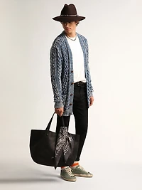 Anthracite gray scarf with paisley print