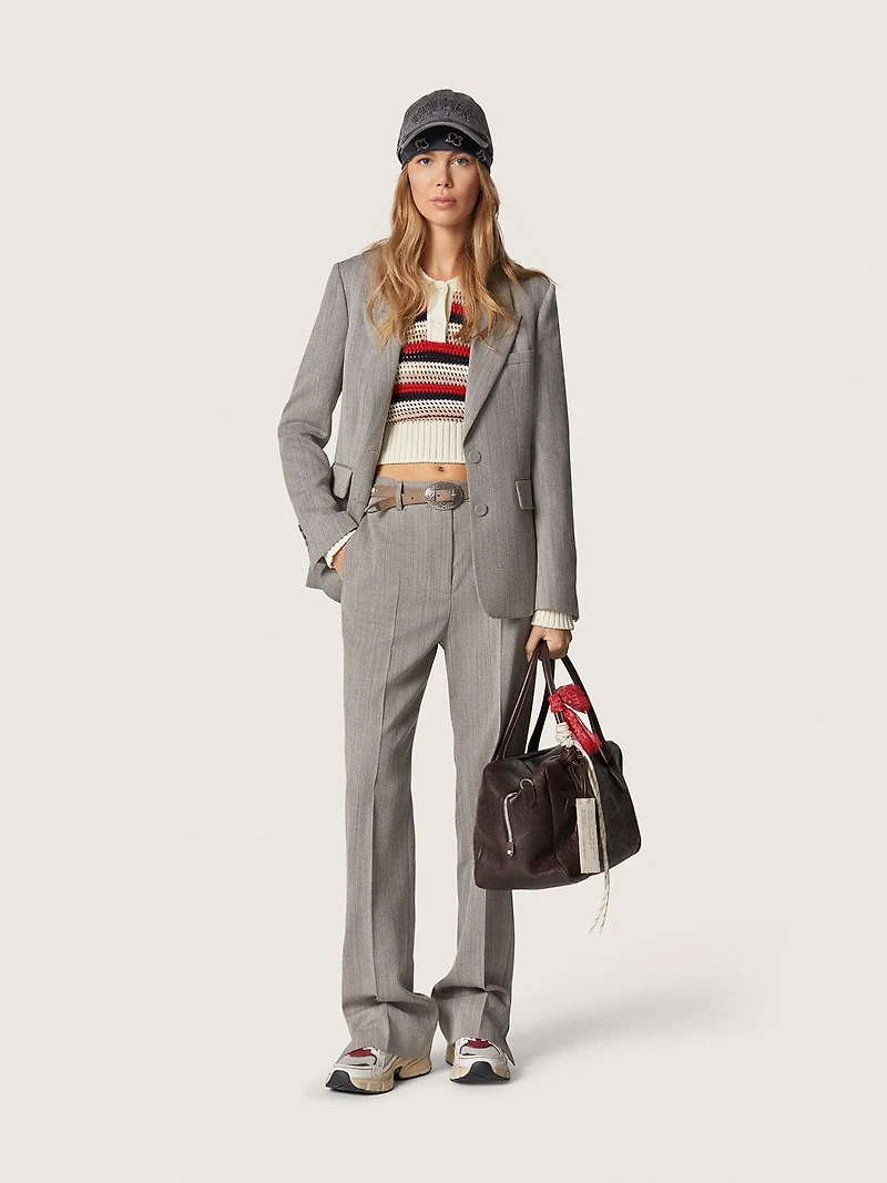 Anthracite gray scarf with paisley print