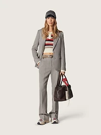 Anthracite gray scarf with paisley print