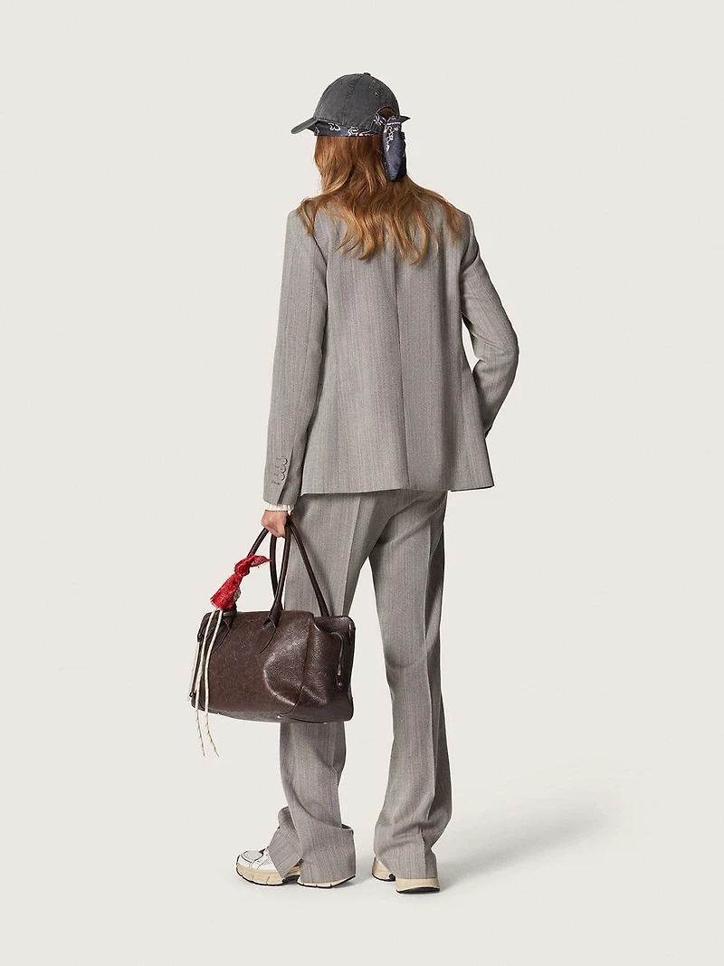 Anthracite gray scarf with paisley print